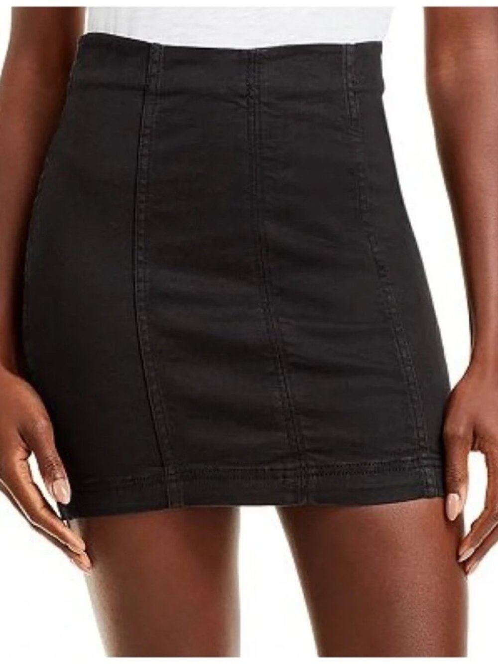 Free People Modern Femme Black Denim Wash Skirt Size 6